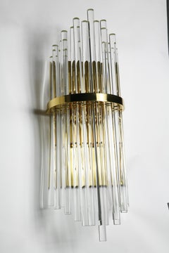 Large Palwa Sconces with Thick Swarovski Crystal Rods, 1980, Germany