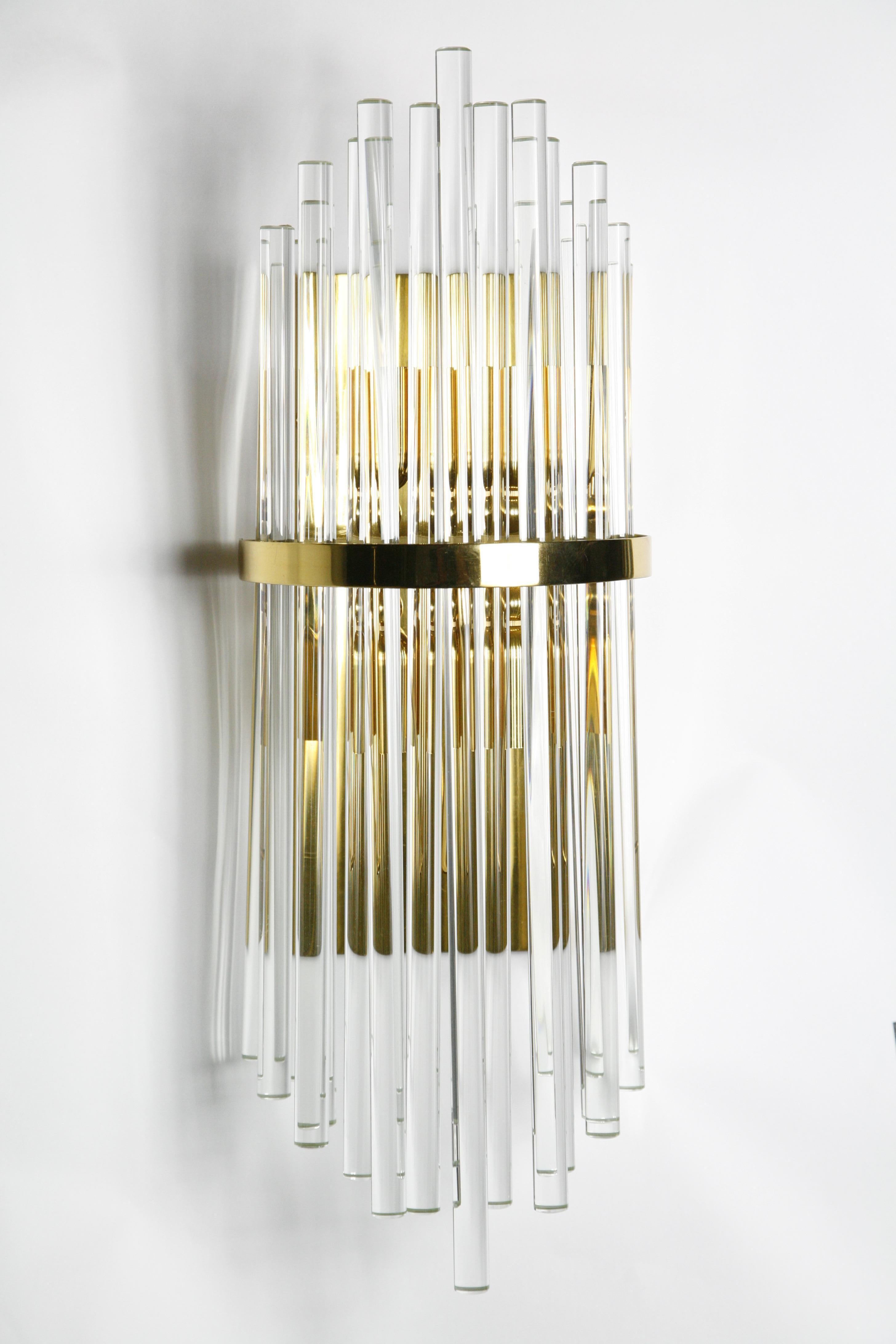 Mid-Century Modern Large Palwa Sconces with Thick Swarovski Crystal Rods, 1980, Germany For Sale