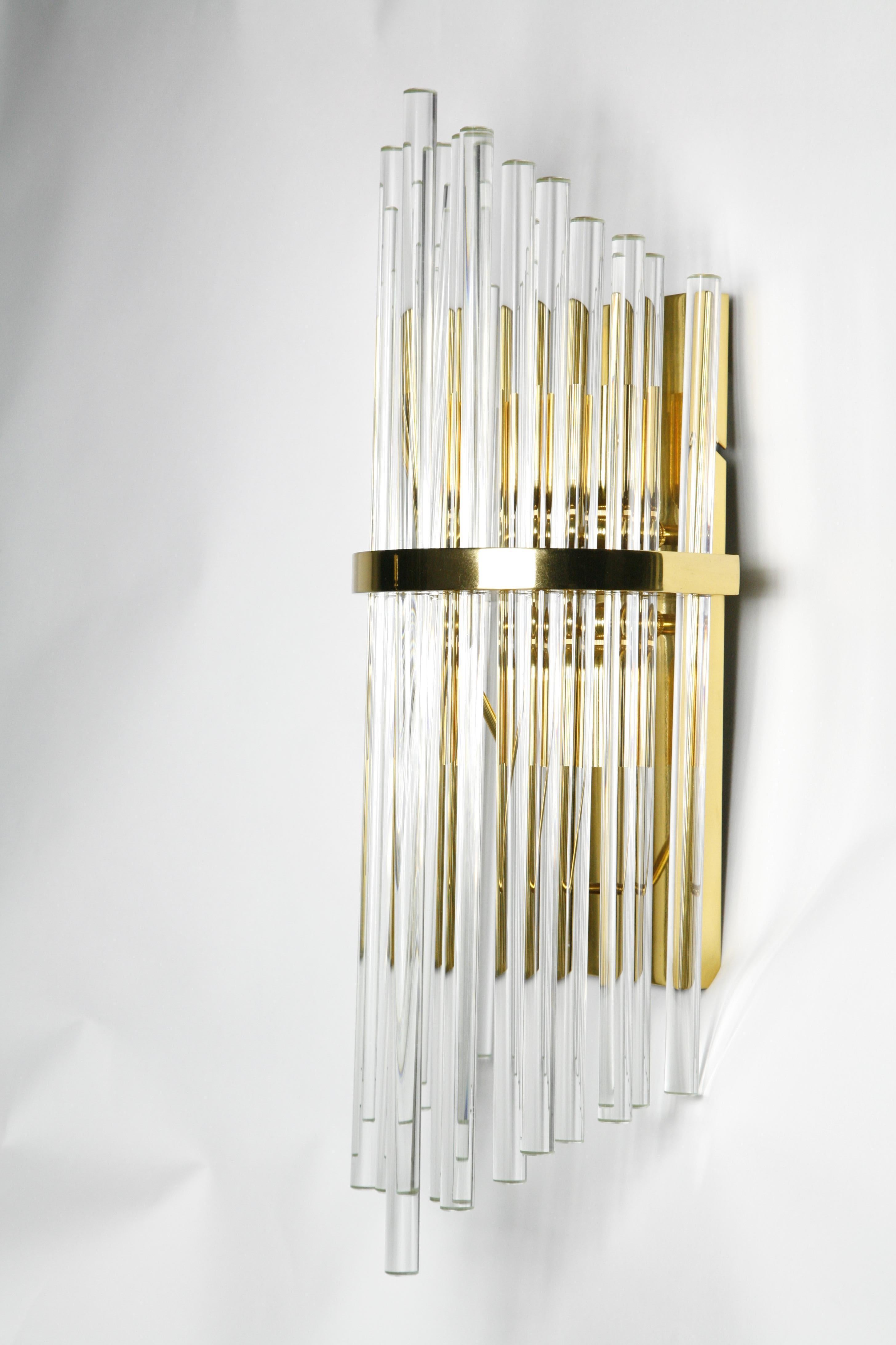 20th Century Large Palwa Sconces with Thick Swarovski Crystal Rods, 1980, Germany For Sale