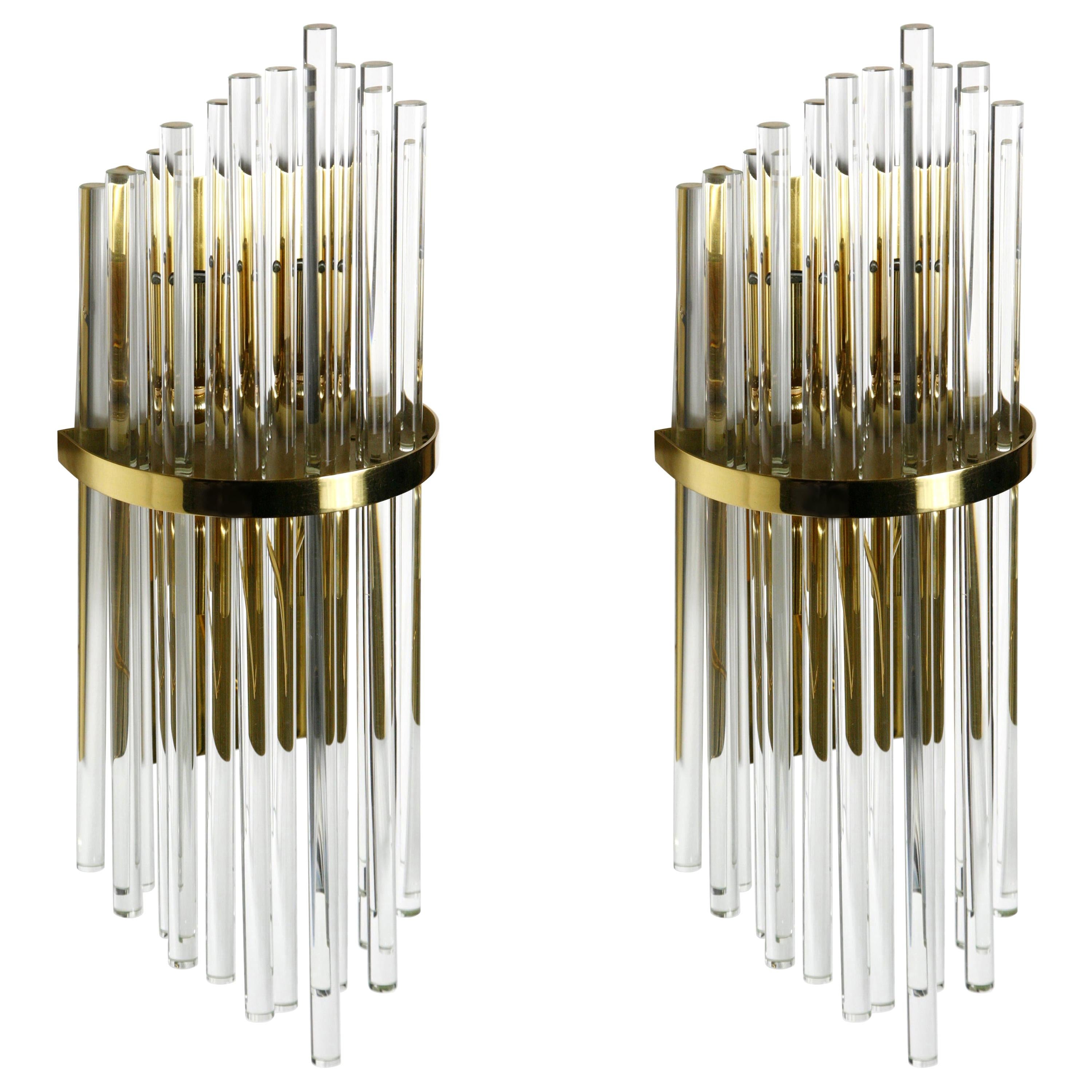 Large Palwa Sconces with Thick Swarovski Crystal Rods, 1980, Germany For Sale