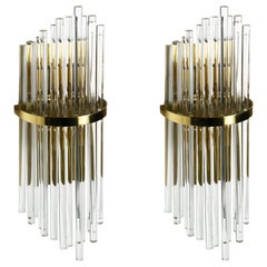 Retro Large Palwa Sconces with Thick Swarovski Crystal Rods, 1980, Germany