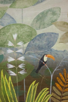 Large panel painted with acrylic on linen canvas. Contemporary work.