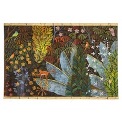 Large panel painted with acrylic on linen canvas. Contemporary work.