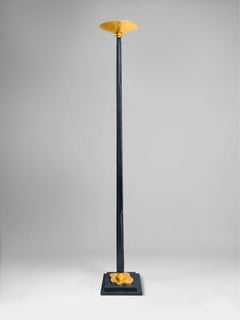 Pantheon Floor Lamp in Black Plaster Finish with 23K Yellow Gold by Benediko