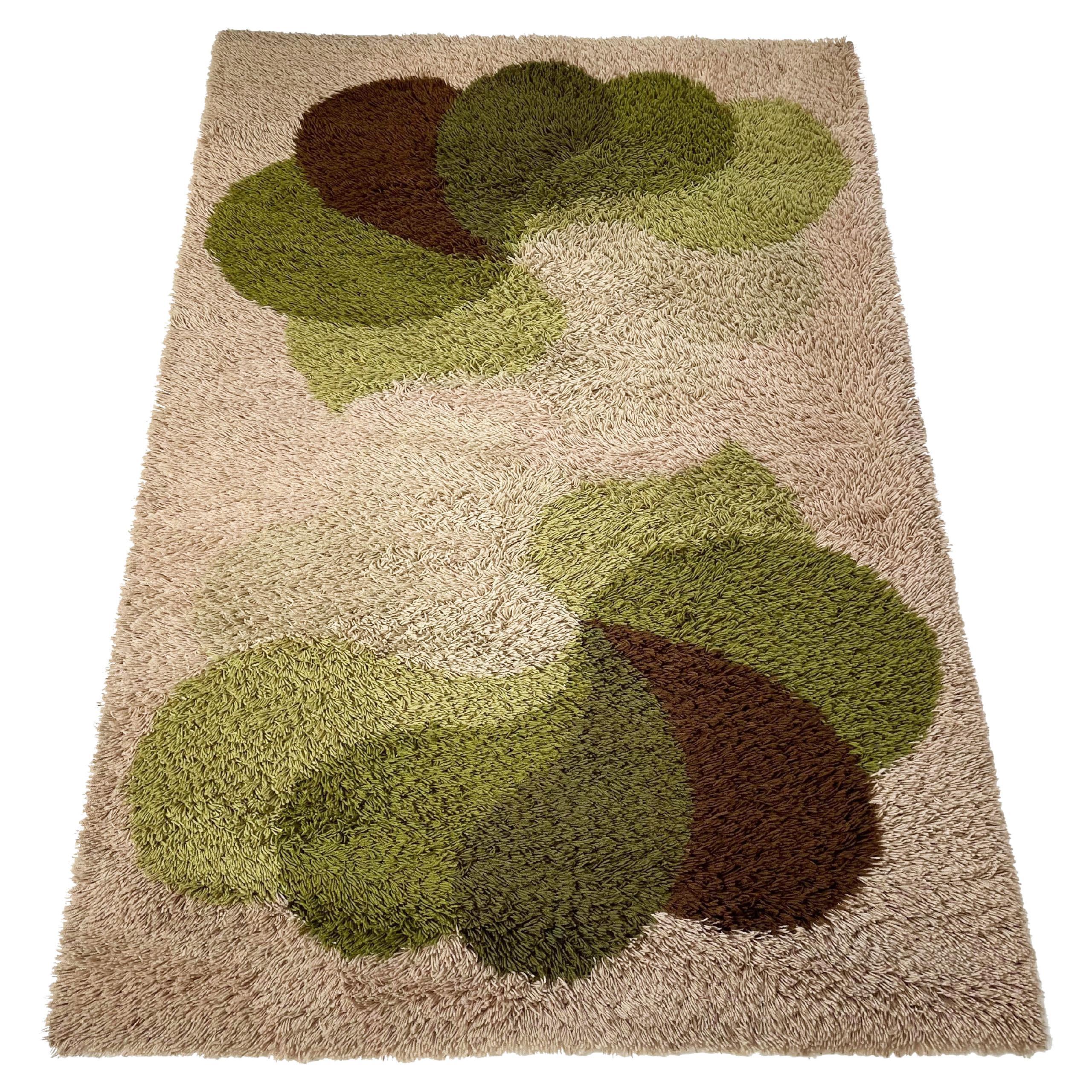 Large Panton Style Multi-Color High Pile Rya Rug by Desso Netherlands,  1970s For Sale at 1stDibs