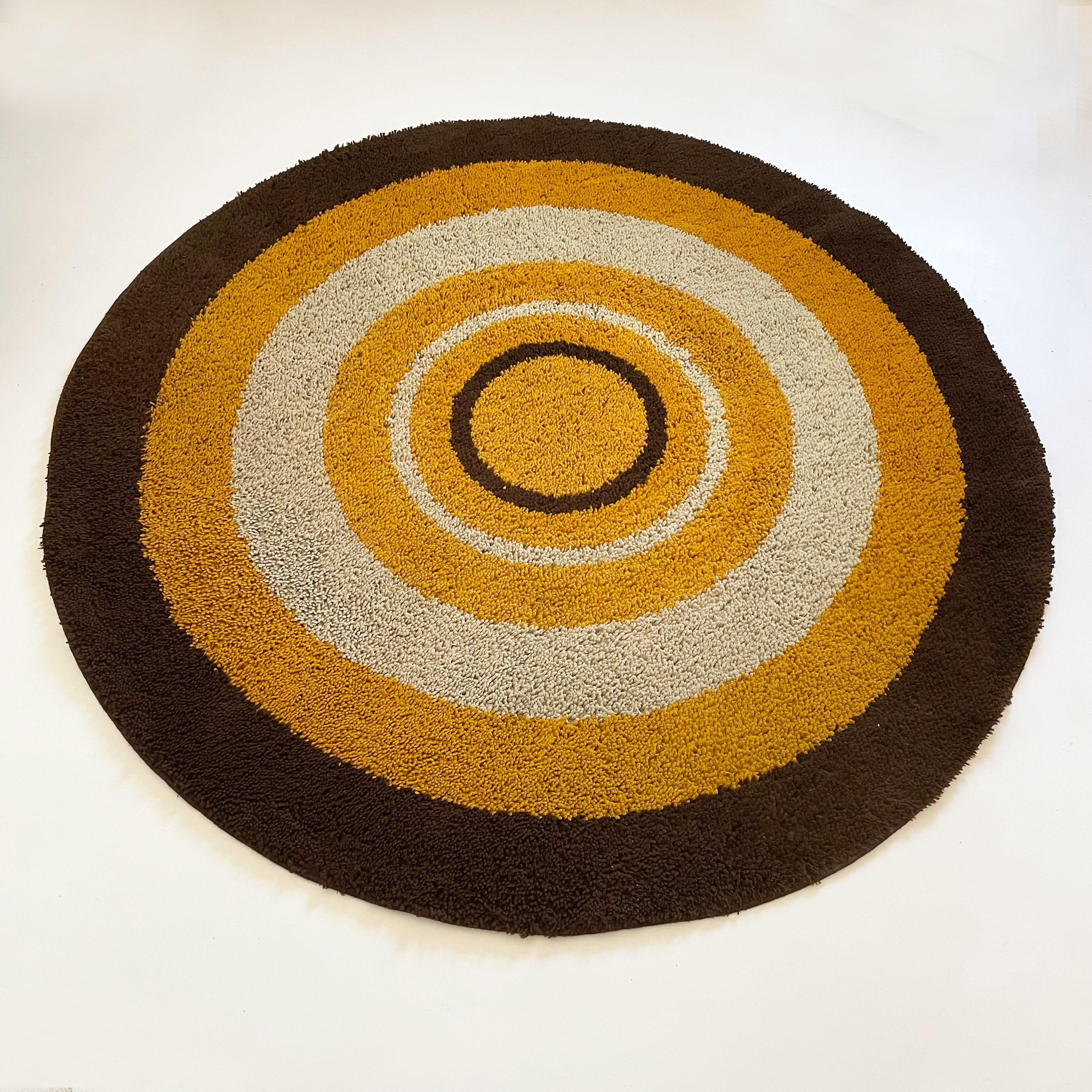 Mid-Century Modern Large Panton Style Multi-Color High Pile Rya Rug by Reichel, Germany, 1970s For Sale