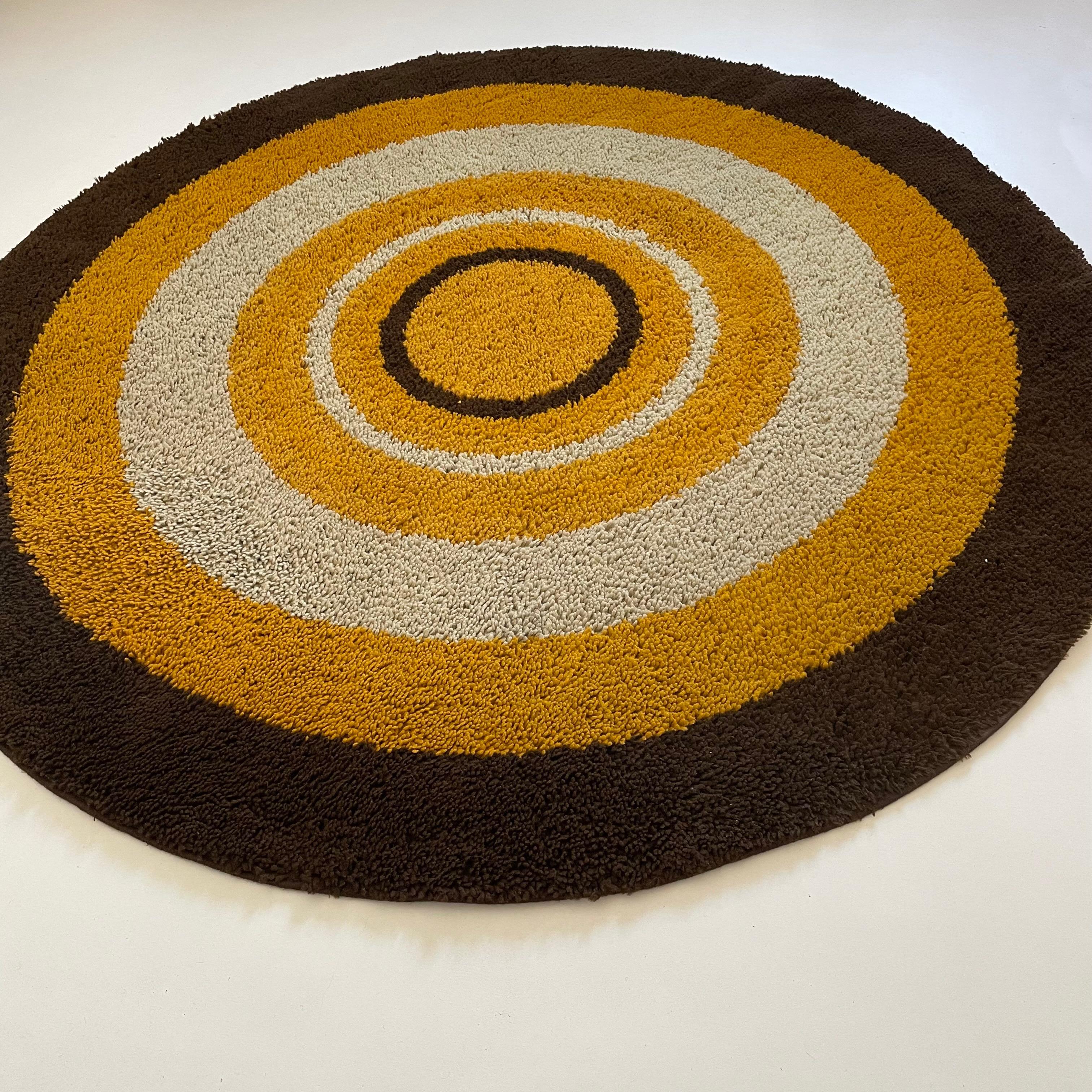 Large Panton Style Multi-Color High Pile Rya Rug by Reichel, Germany, 1970s In Good Condition For Sale In Kirchlengern, DE