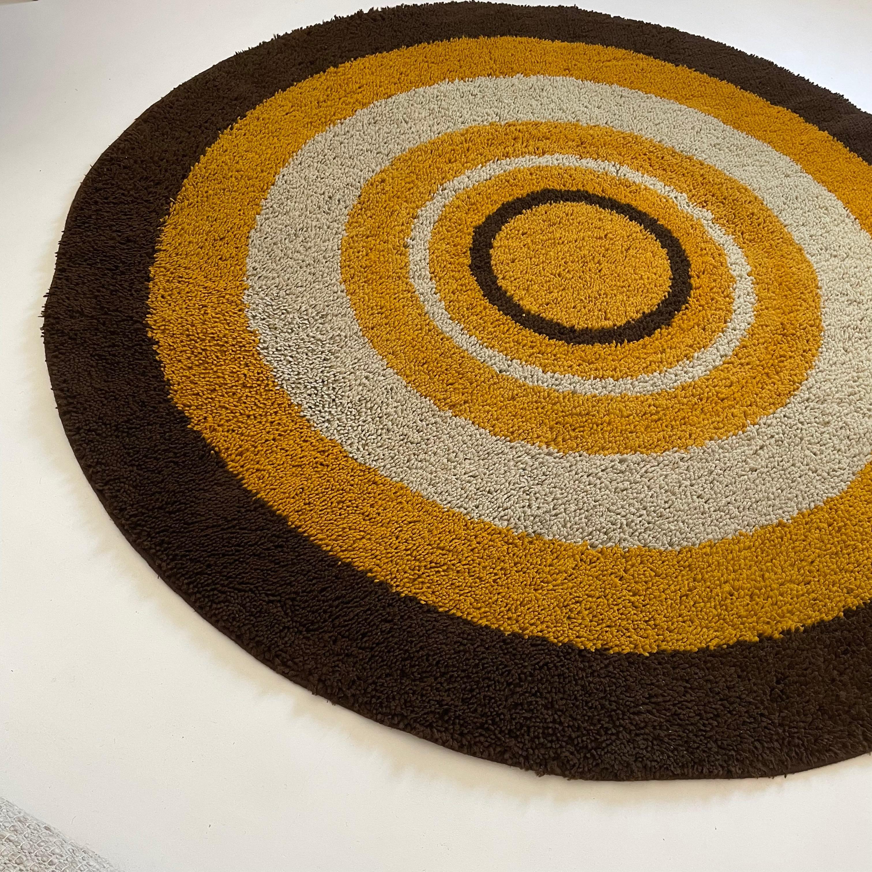 20th Century Large Panton Style Multi-Color High Pile Rya Rug by Reichel, Germany, 1970s For Sale