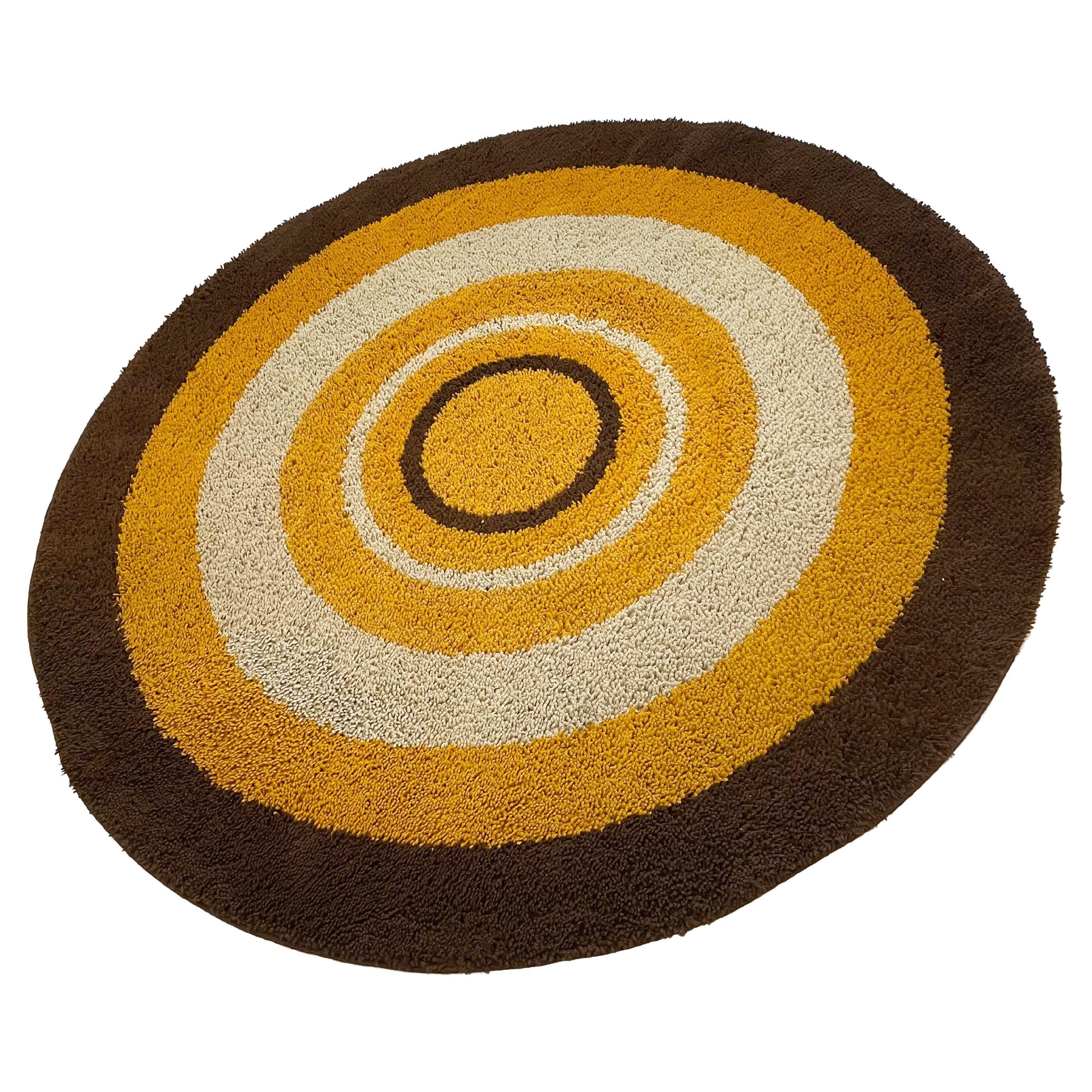 Large Panton Style Multi-Color High Pile Rya Rug by Reichel, Germany, 1970s For Sale