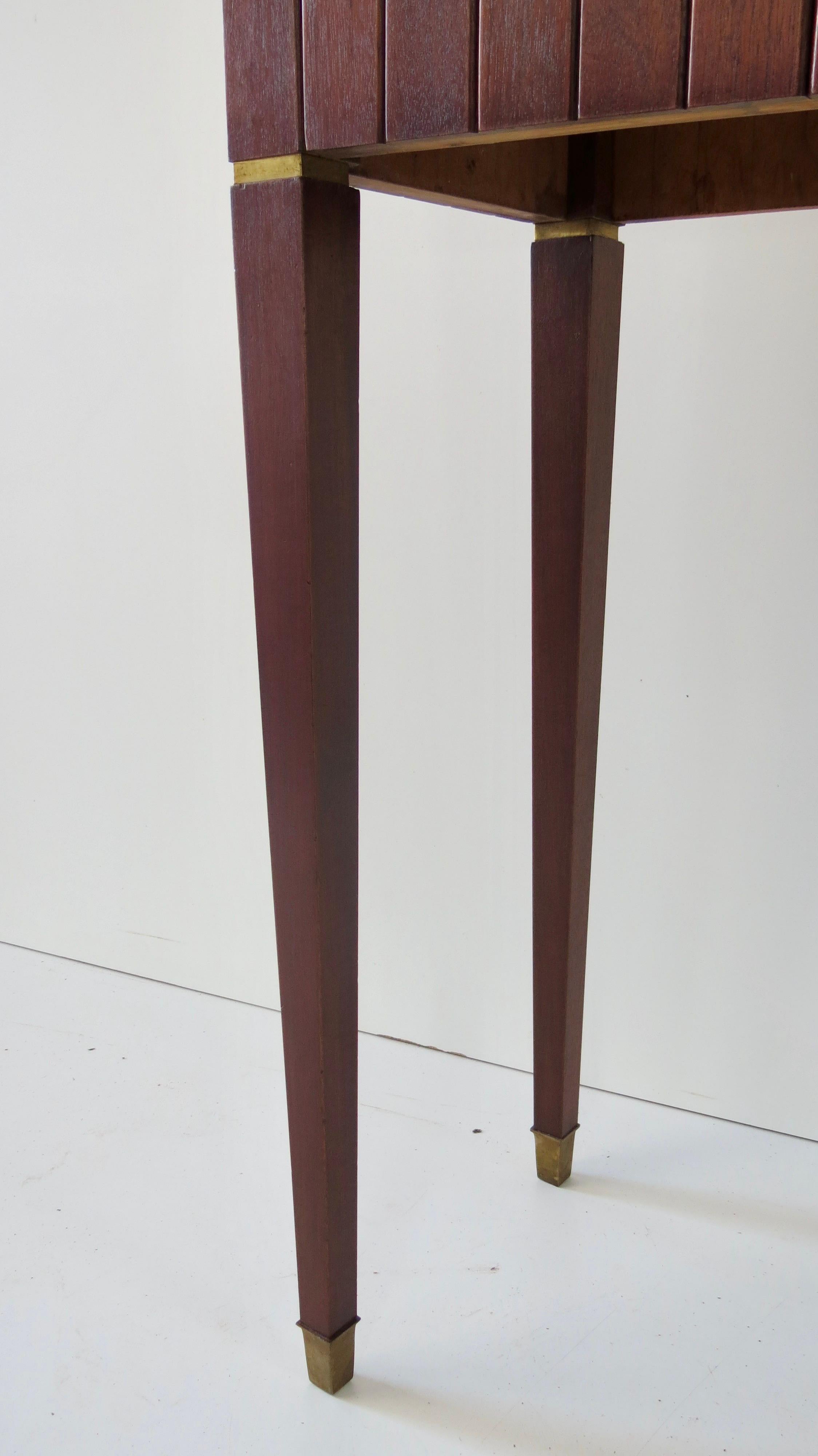 Large Paolo Buffa Red Marble Breccia, Brass, Rosewood Console Table, 1950 7