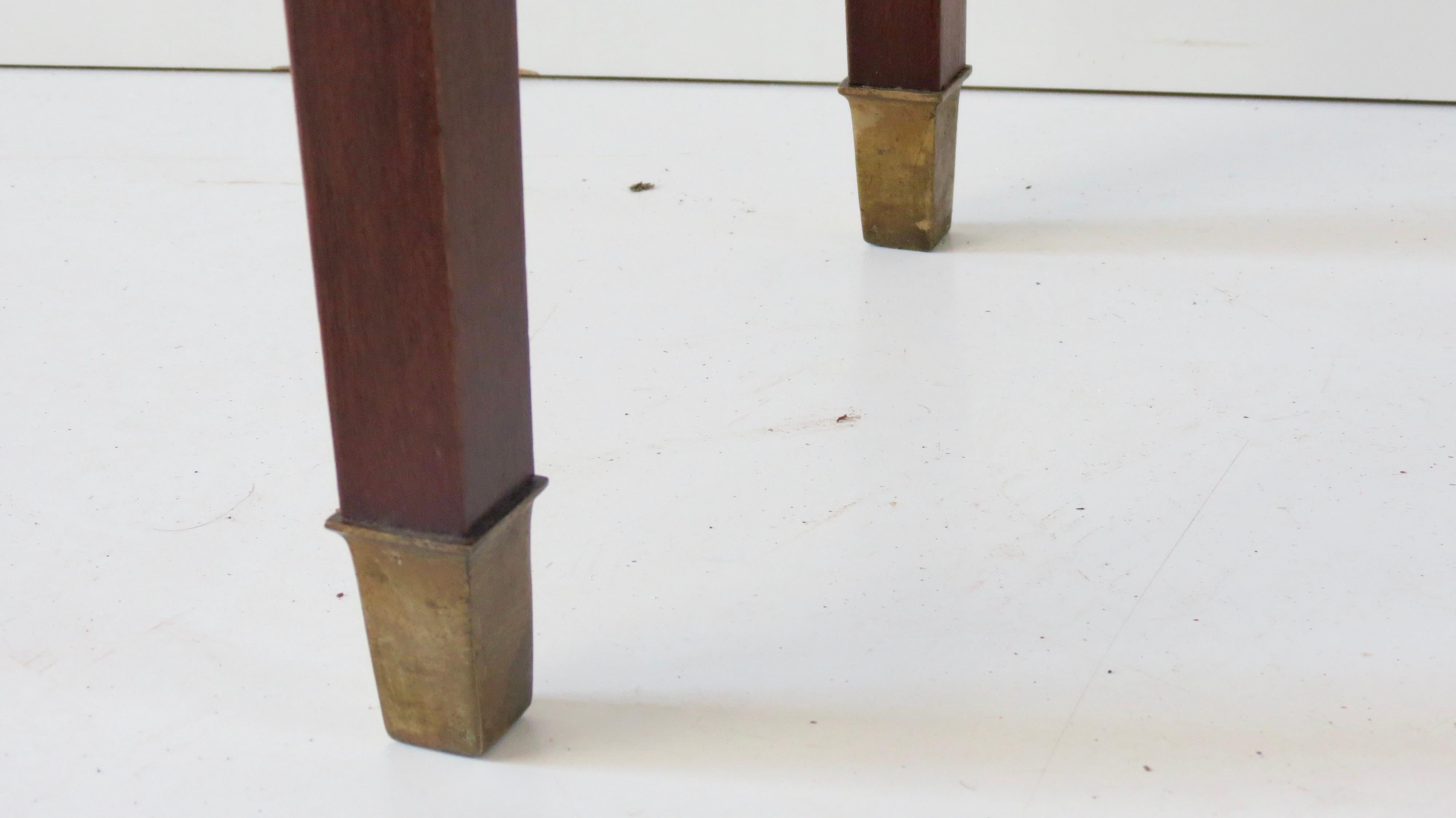 Large Paolo Buffa Red Marble Breccia, Brass, Rosewood Console Table, 1950 8