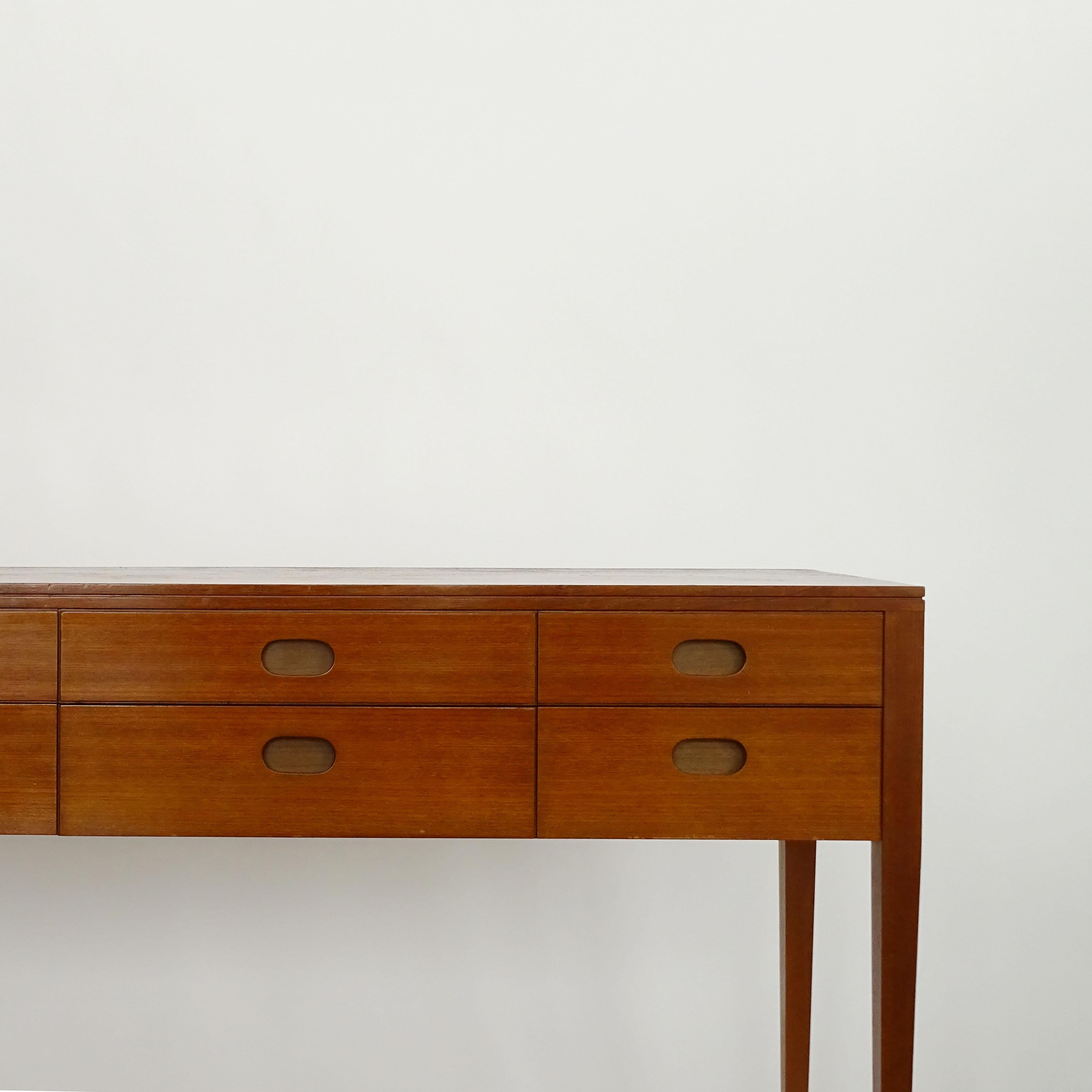 Große Konsole aus Holz von Paolo Buffa mit sechs Schubladen, Italien 1957 (Mitte des 20. Jahrhunderts) im Angebot