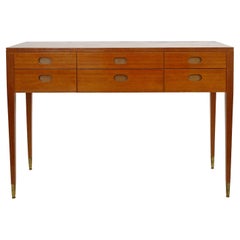 Grande console en bois Paolo Buffa avec six tiroirs, Italie 1957
