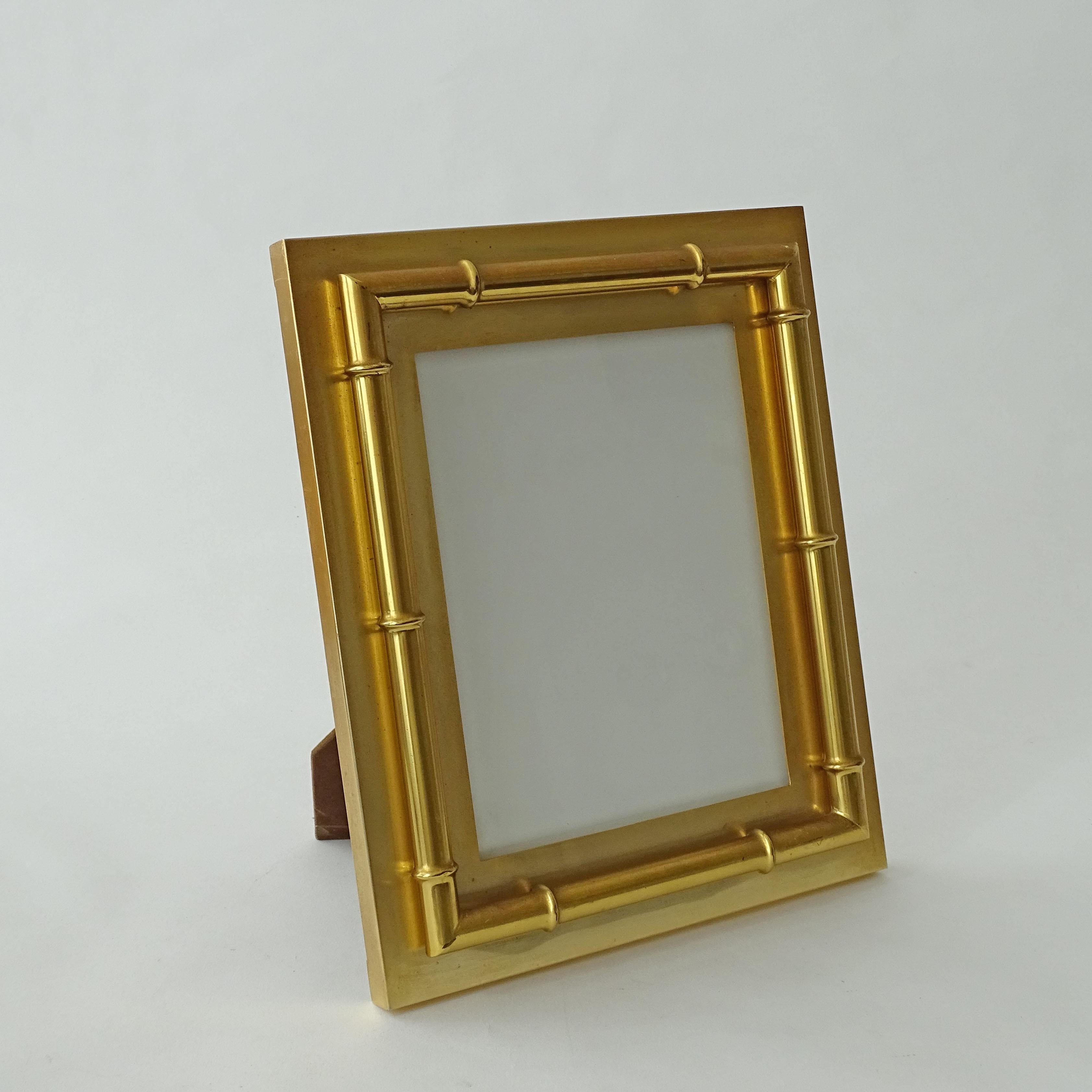 Italian Large Paolo Traversi 1970s Brass Bamboo Picture Frame For Sale