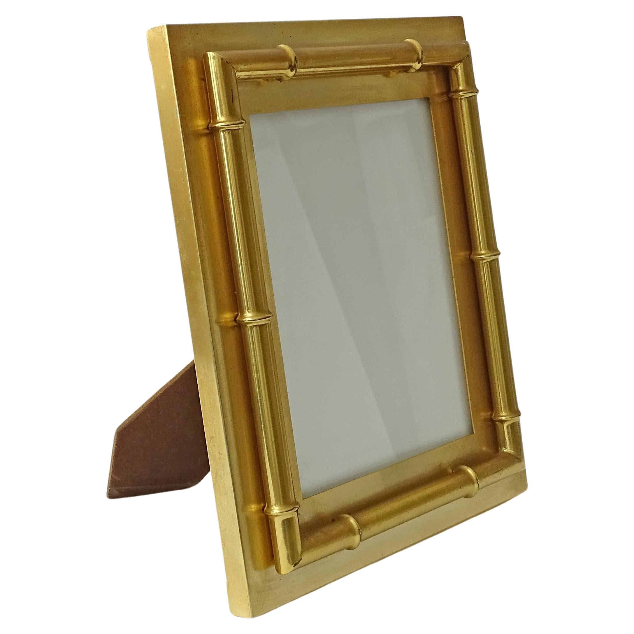 Large Paolo Traversi 1970s Brass Bamboo Picture Frame For Sale