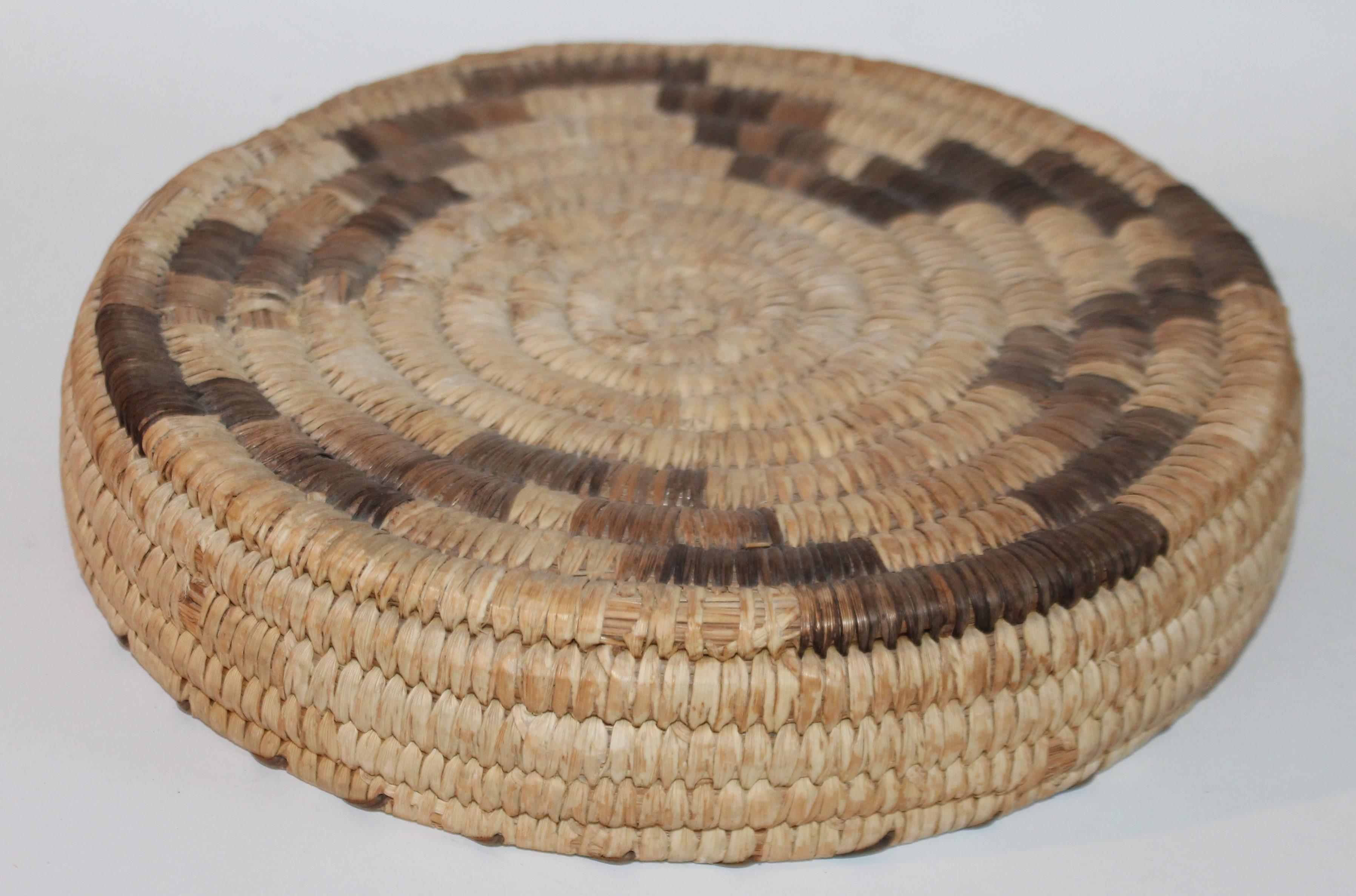 American Large Papagao Indian Lidded Basket