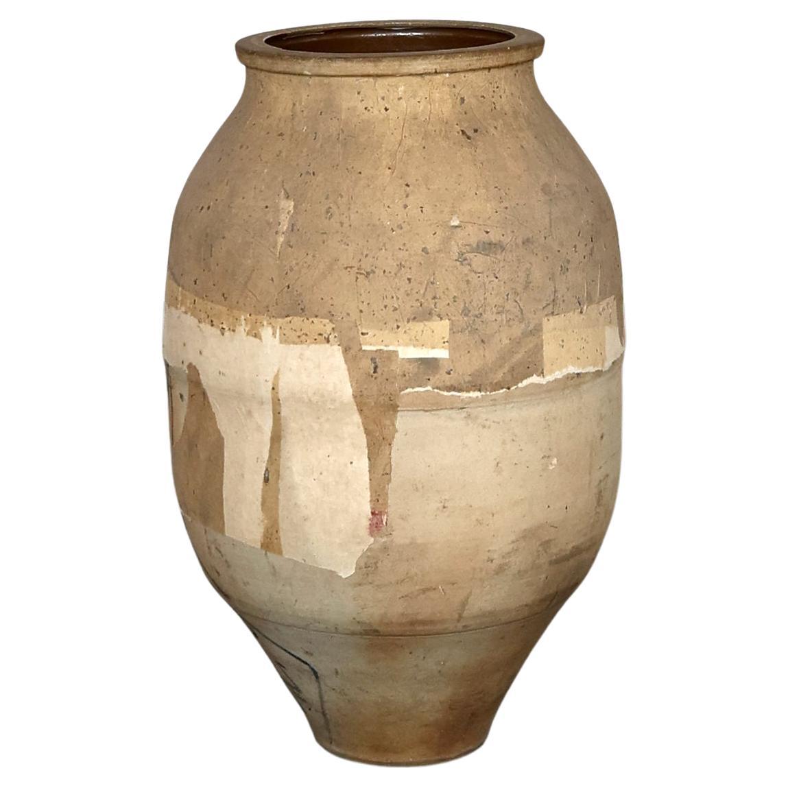 Gran Vasija Japonesa Wabi Wabi de Terracota Cubierta de Papel en venta