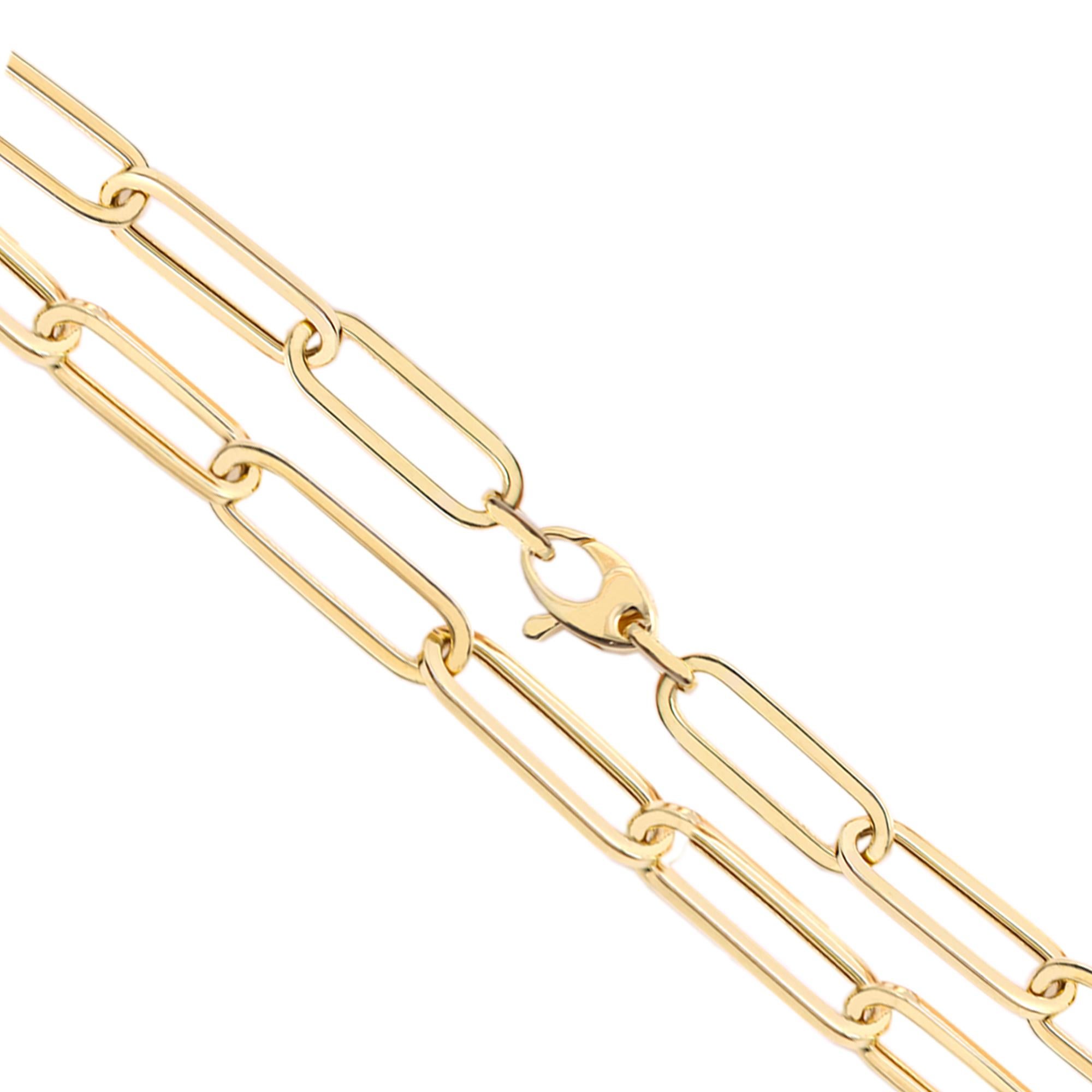 Very Trendy Link Chain called PaperClip Link Chain
This Particular is one of the most thickest it is referred as 8mm thick (according to its link width).
Made In Italy - Solid 14k Yellow Gold  18.2 grams
Chain Length is 19' Inch
The width of the