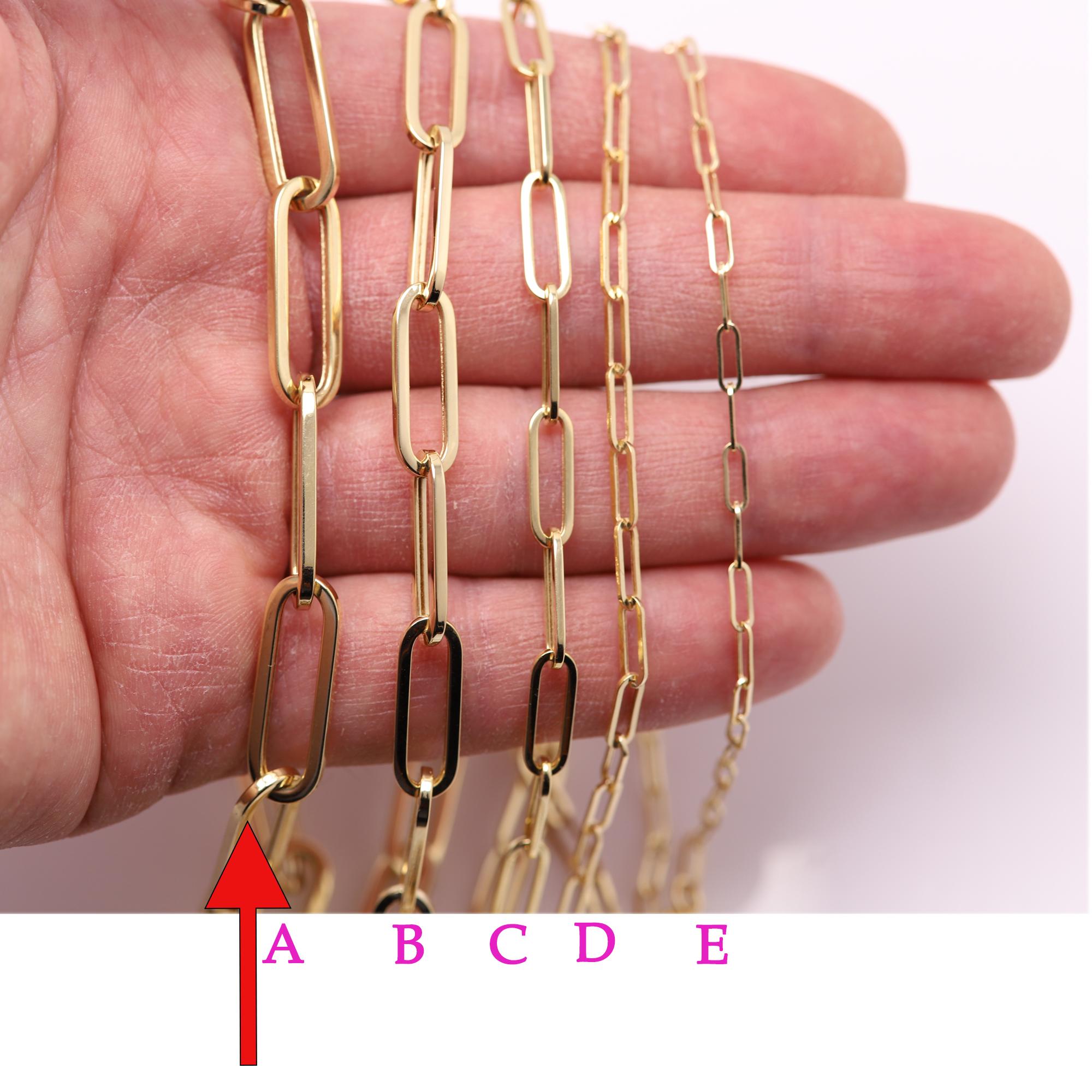 Large Paperclip Italian Gold Necklace Link Chain Solid 14 Karat Gold 3