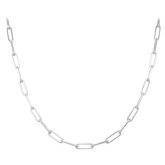 Grand collier à maillons en forme de trombones en or blanc 14 carats, Italie