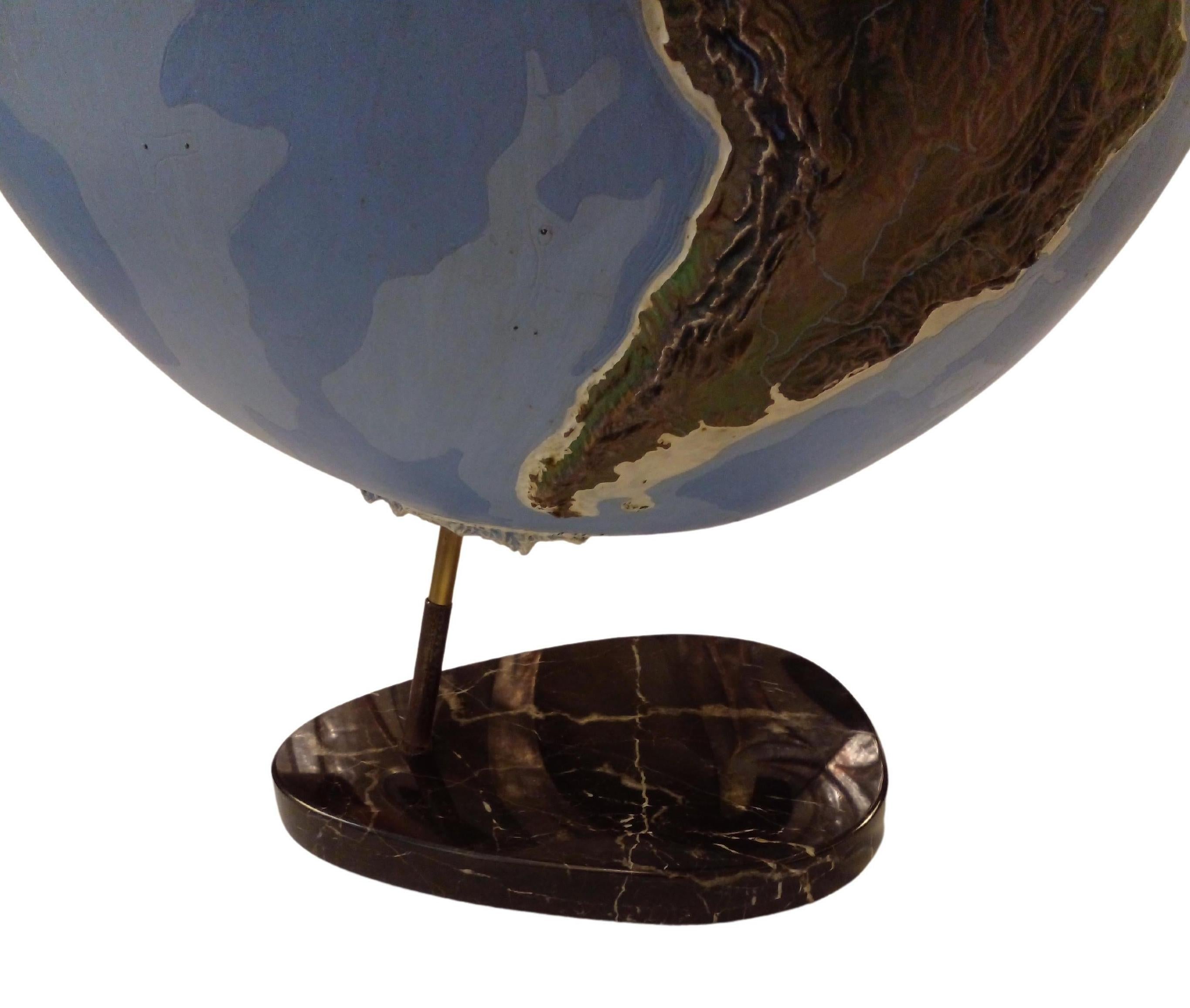 Brass Large Painted Plexiglas Terrestrial Globe, France circa 1950 For Sale