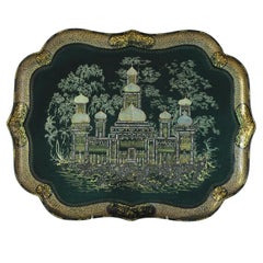 Grande vassoio in cartapesta raffigurante il Brighton Pavilion