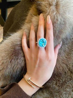 Großer Paraiba Turmalin Cabrio Ring Anhänger Diamantschmuck