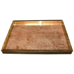 Large Parchment and Brass Tray