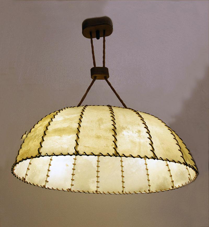 Mid-20th Century Large parchment chandelier made in Italy in the 1960s