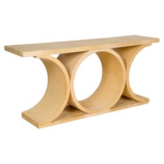 Large Parchment Console Table in the Style of K.Springer, Contemporary