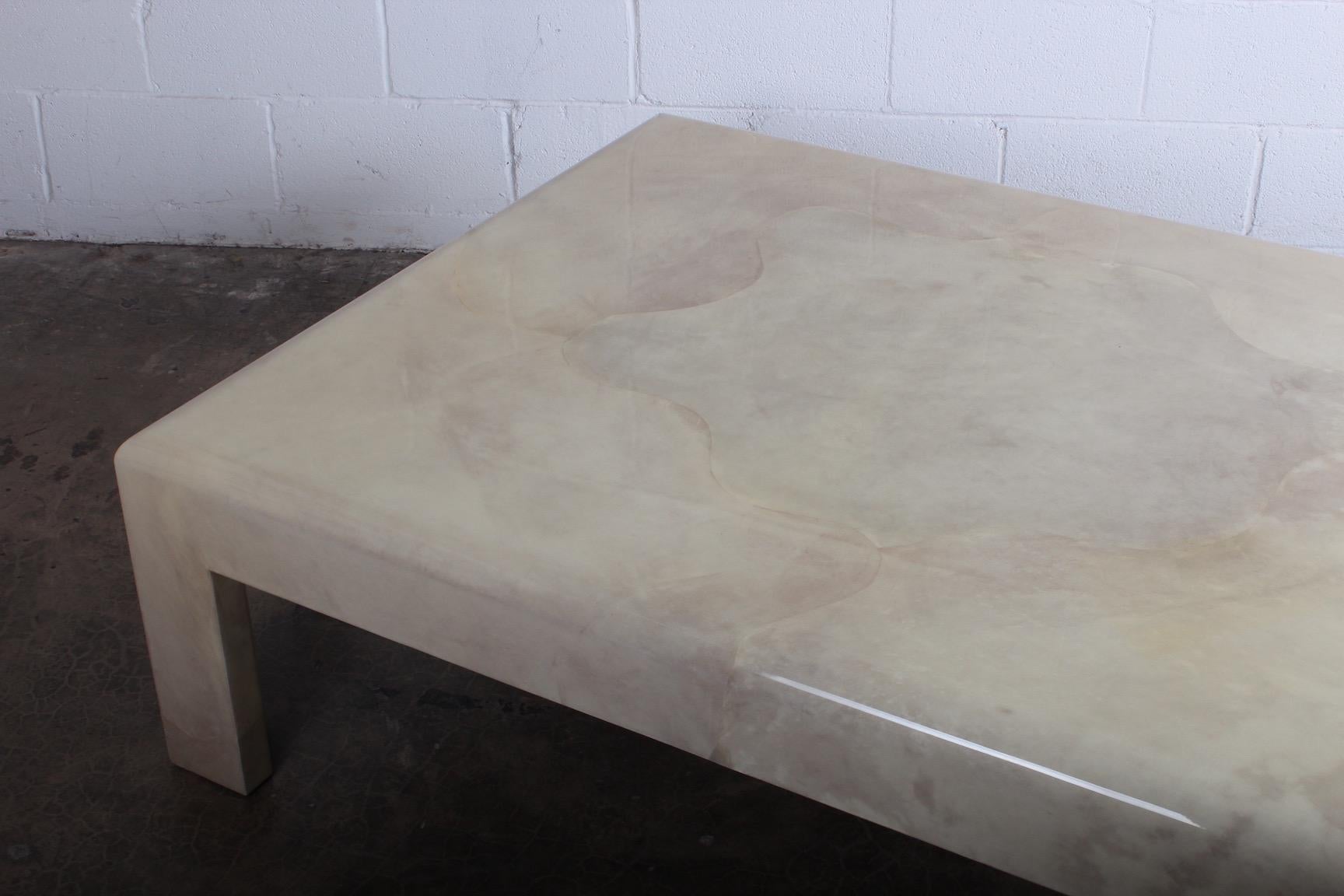 Late 20th Century Large Parchment Goatskin Coffee Table