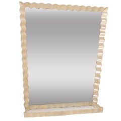 Large Parchment Mirror with Console by Valzania, circa 1940