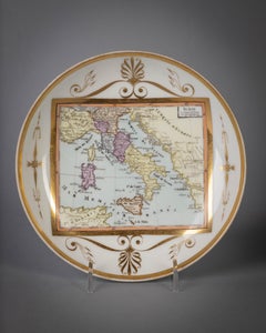 Large Paris Porcelain Map of Italy Cup and Saucer, circa 1810