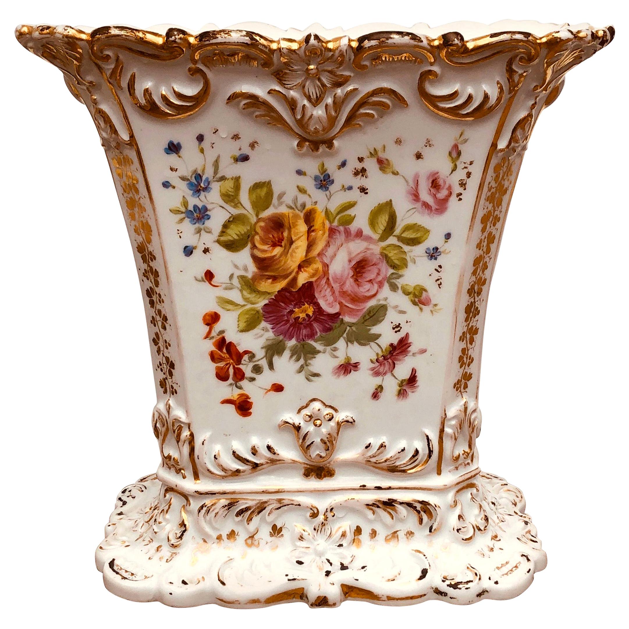Large Paris Porcelain Rectangular Spill Vase For Sale