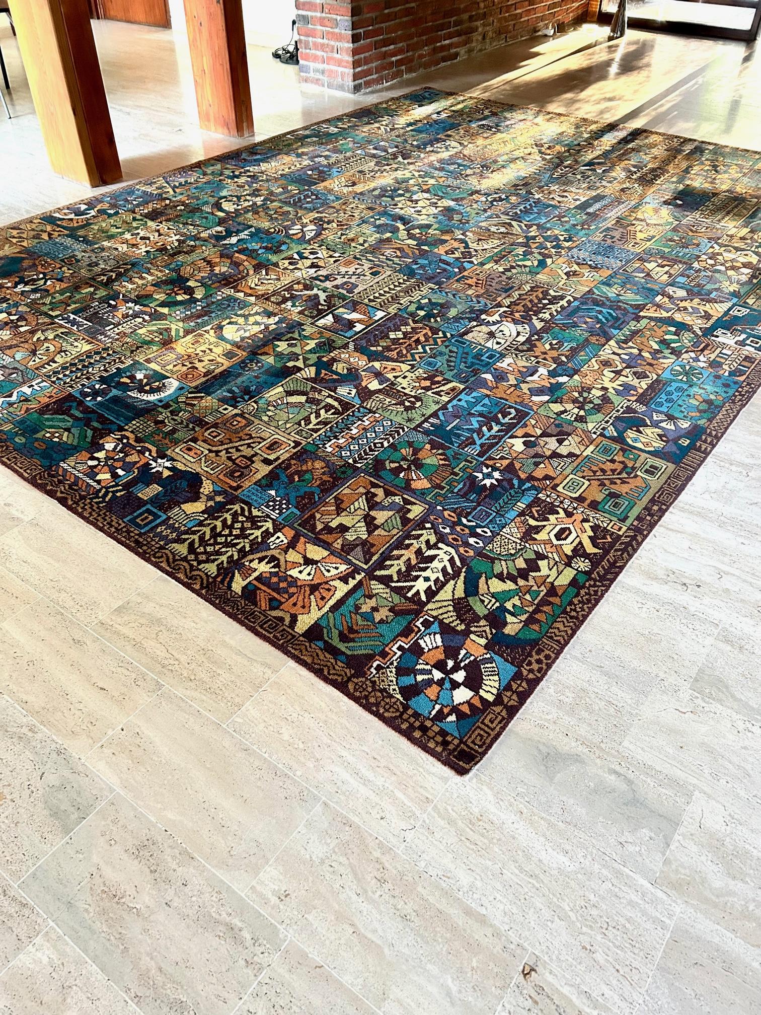 Large Collectible Artsite Parsa Rug produced by Vorwerk, Germany, 1960s
Mid century artist rug

Vintage 1960s
Materials: Wool
Width: 3 meters
Length: 4 meters
The carpet purchased in Germany a year ago, has been professionally cleaned and is in