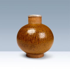 Large Danish globular vase with burnt yellow glaze by Kahler