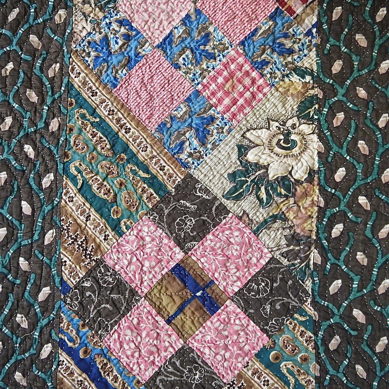 Large Patchwork Cotton Quilt English, 19th Century For Sale at 1stDibs