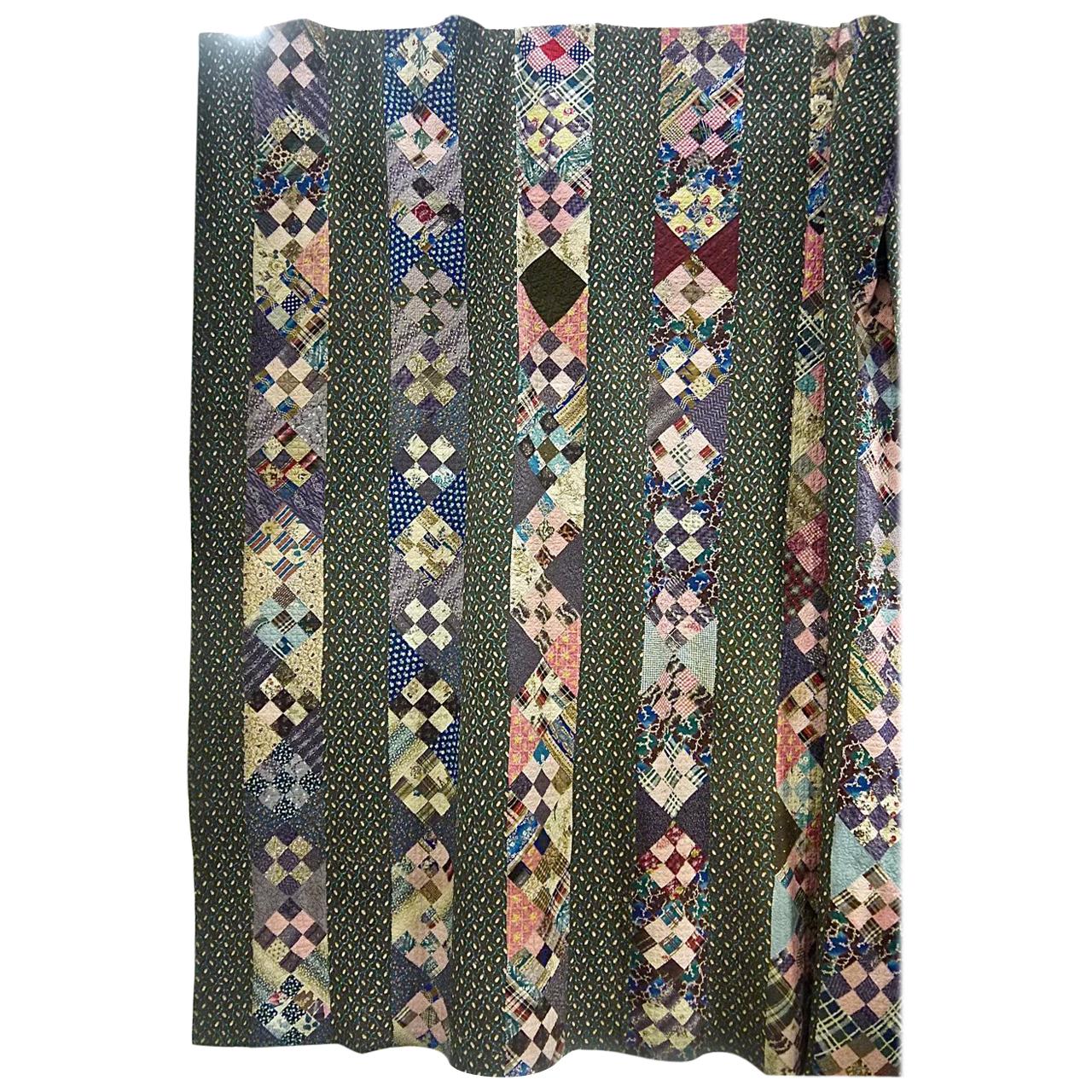 Large Patchwork Cotton Quilt English, 19th Century For Sale