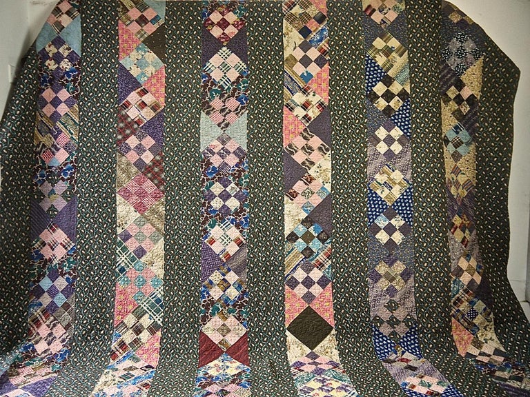 Large Patchwork Cotton Quilt English, 19th Century For Sale at 1stDibs