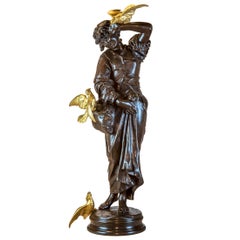 Large Patinated and Gilt Bronze Sculpture by Emile Peynot