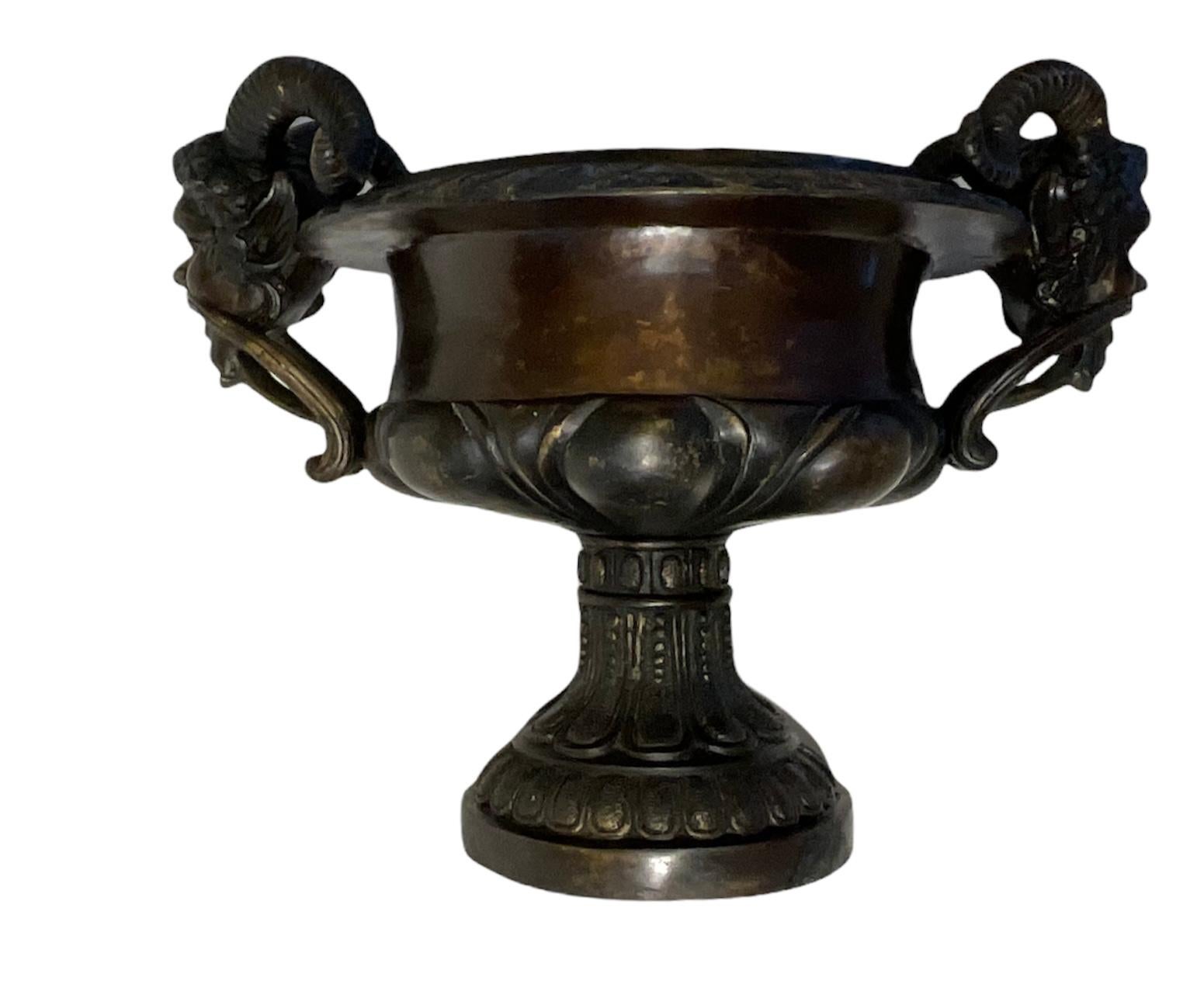 Large Patinated Bacchus Garden Bronze Tazza Urn For Sale 3