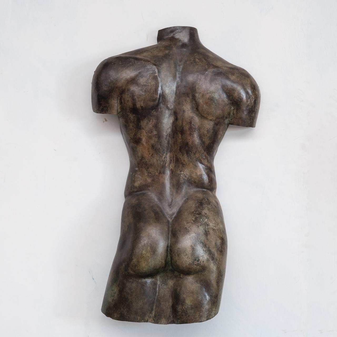 French Large Patinated Brass Sculpture of Male Form 'Back - 2/2' For Sale
