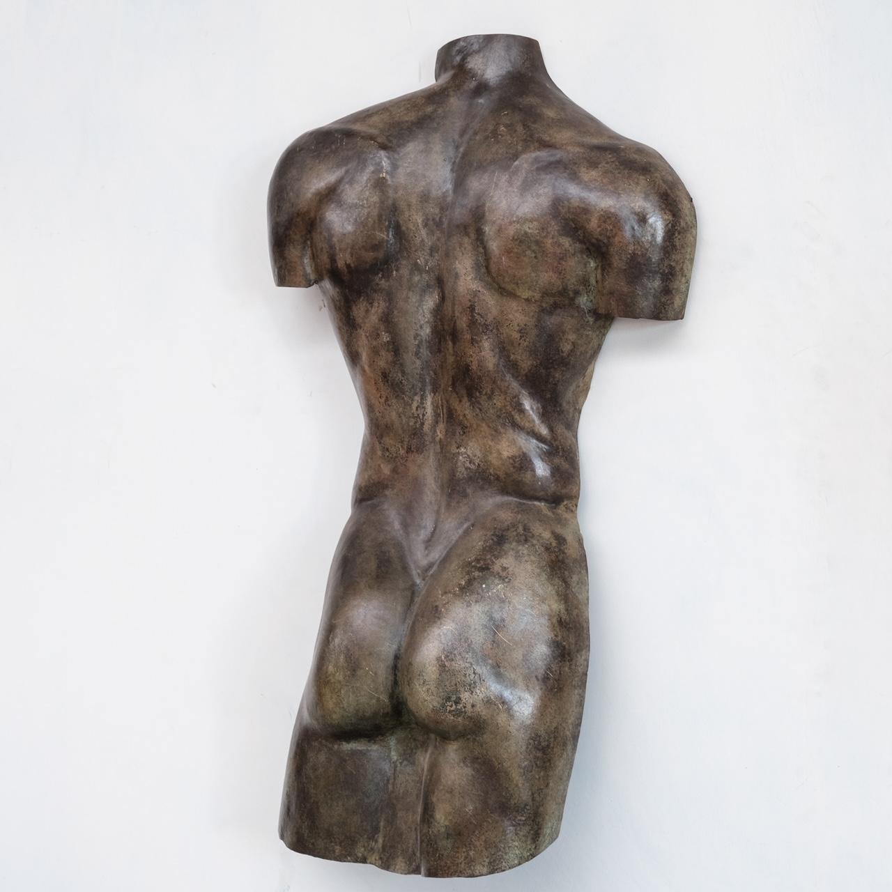 Large Patinated Brass Sculpture of Male Form 'Back - 2/2' In Good Condition For Sale In London, GB
