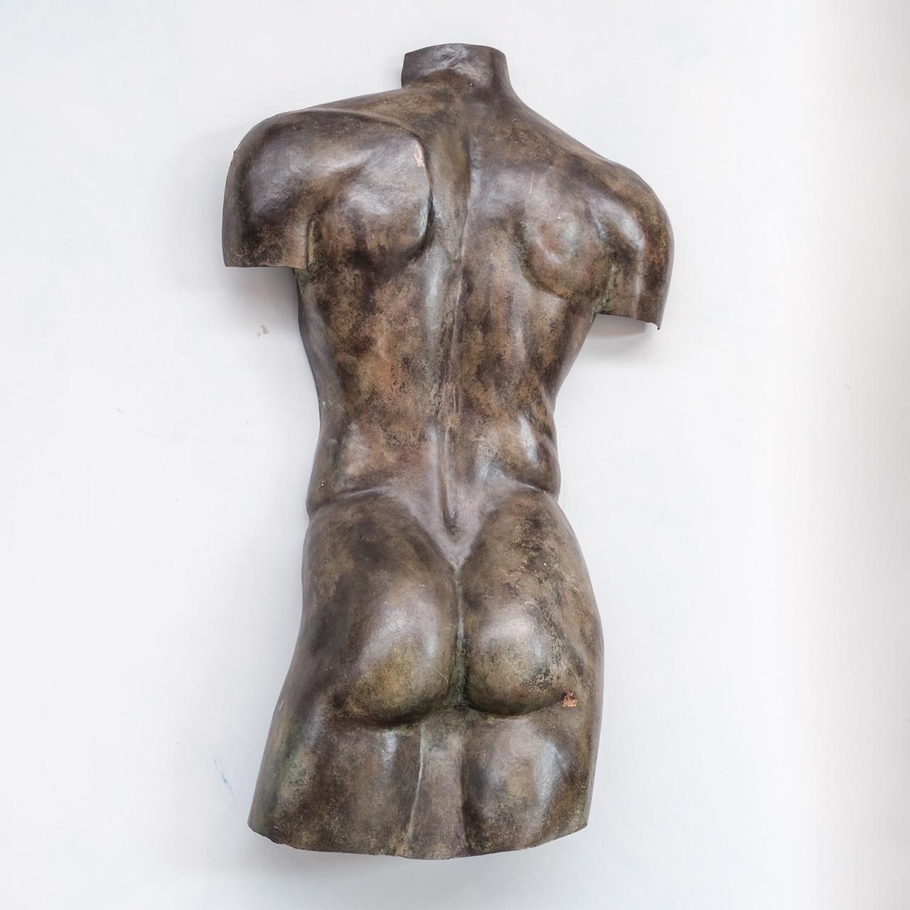 20th Century Large Patinated Brass Sculpture of Male Form 'Back - 2/2' For Sale