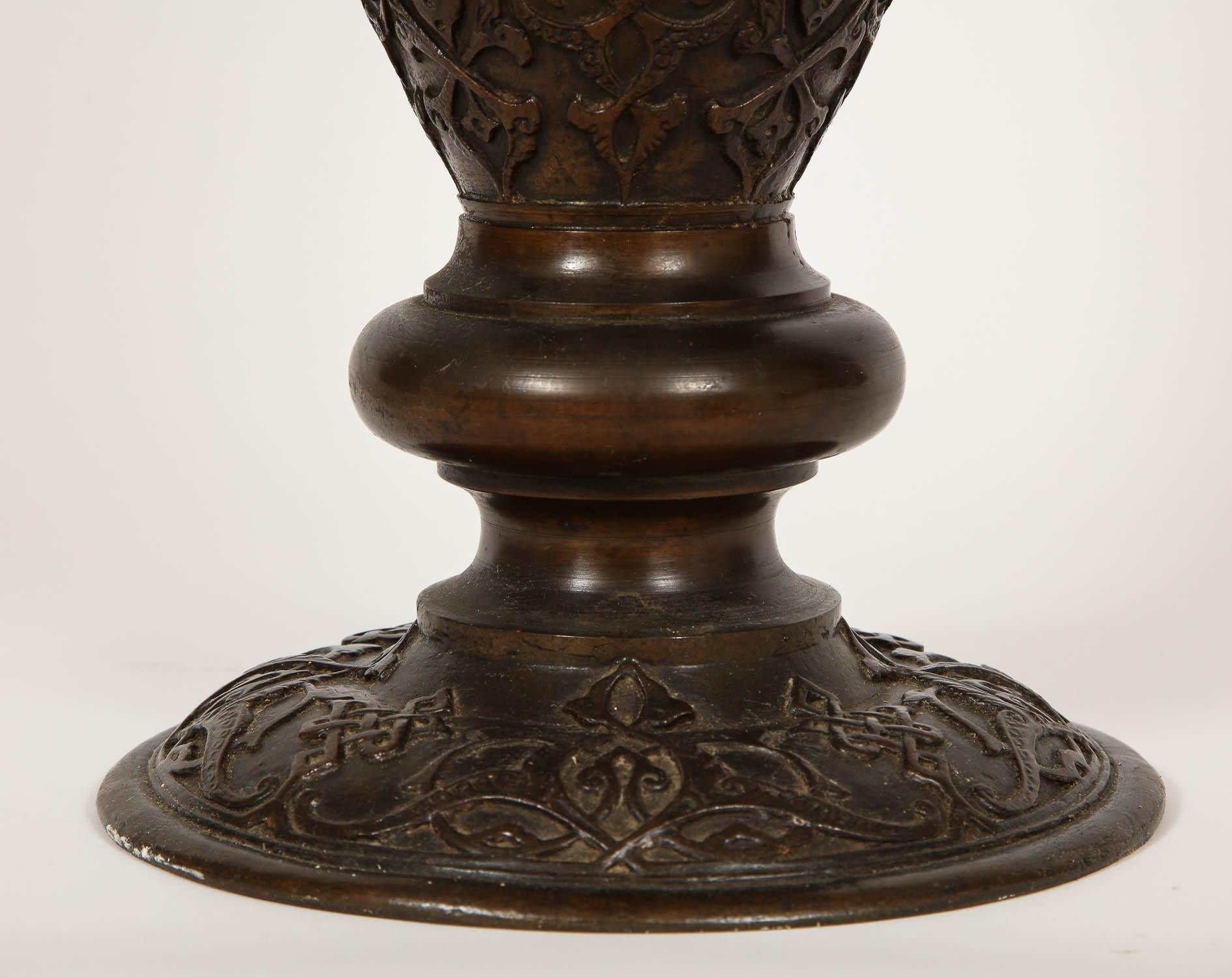 Large Patinated Bronze Alhambra Islamic Vase Made for the Islamic Market In Excellent Condition For Sale In New York, NY