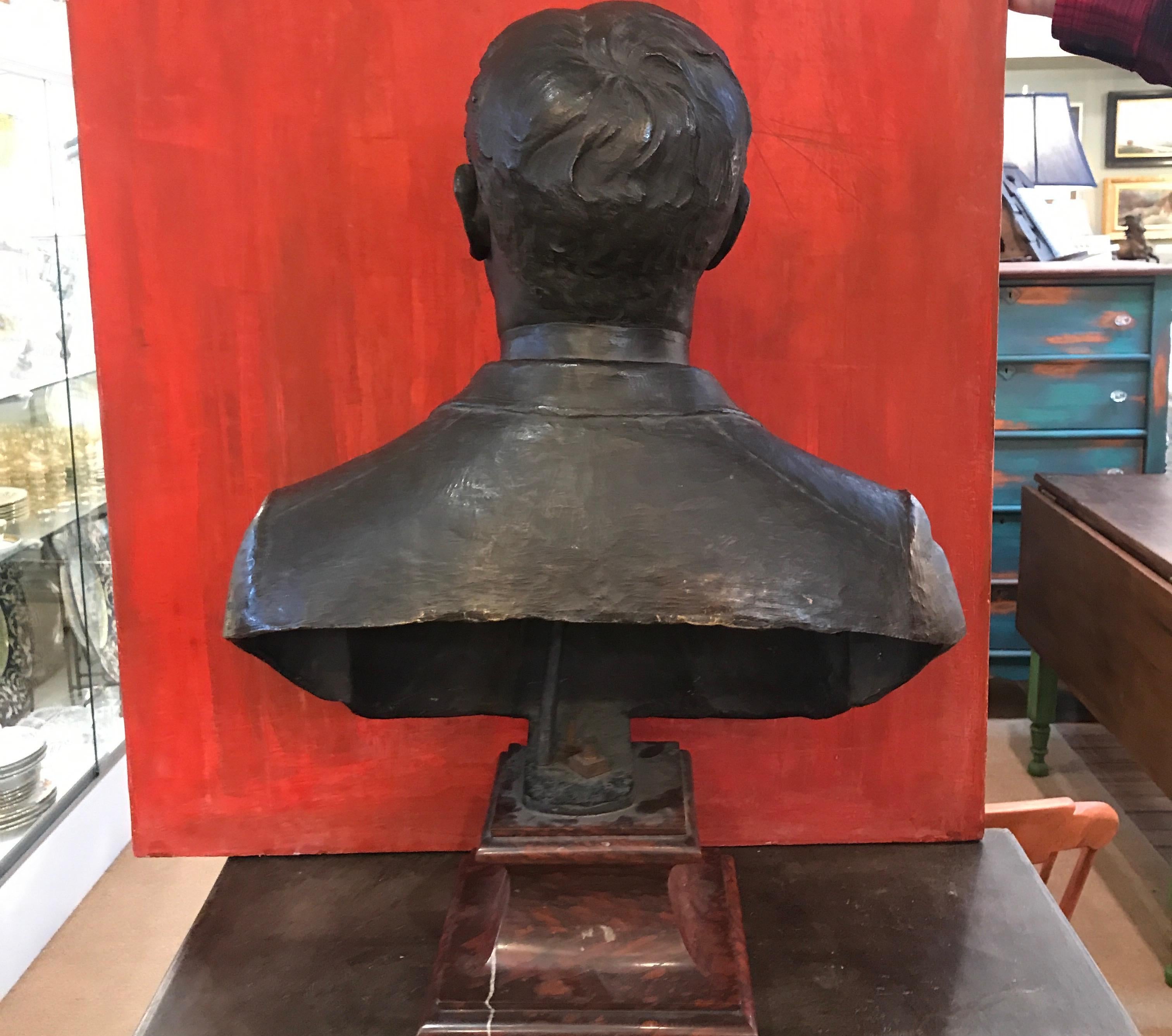 Large Patinated Bronze Bust of a 19th Century Gentleman 2