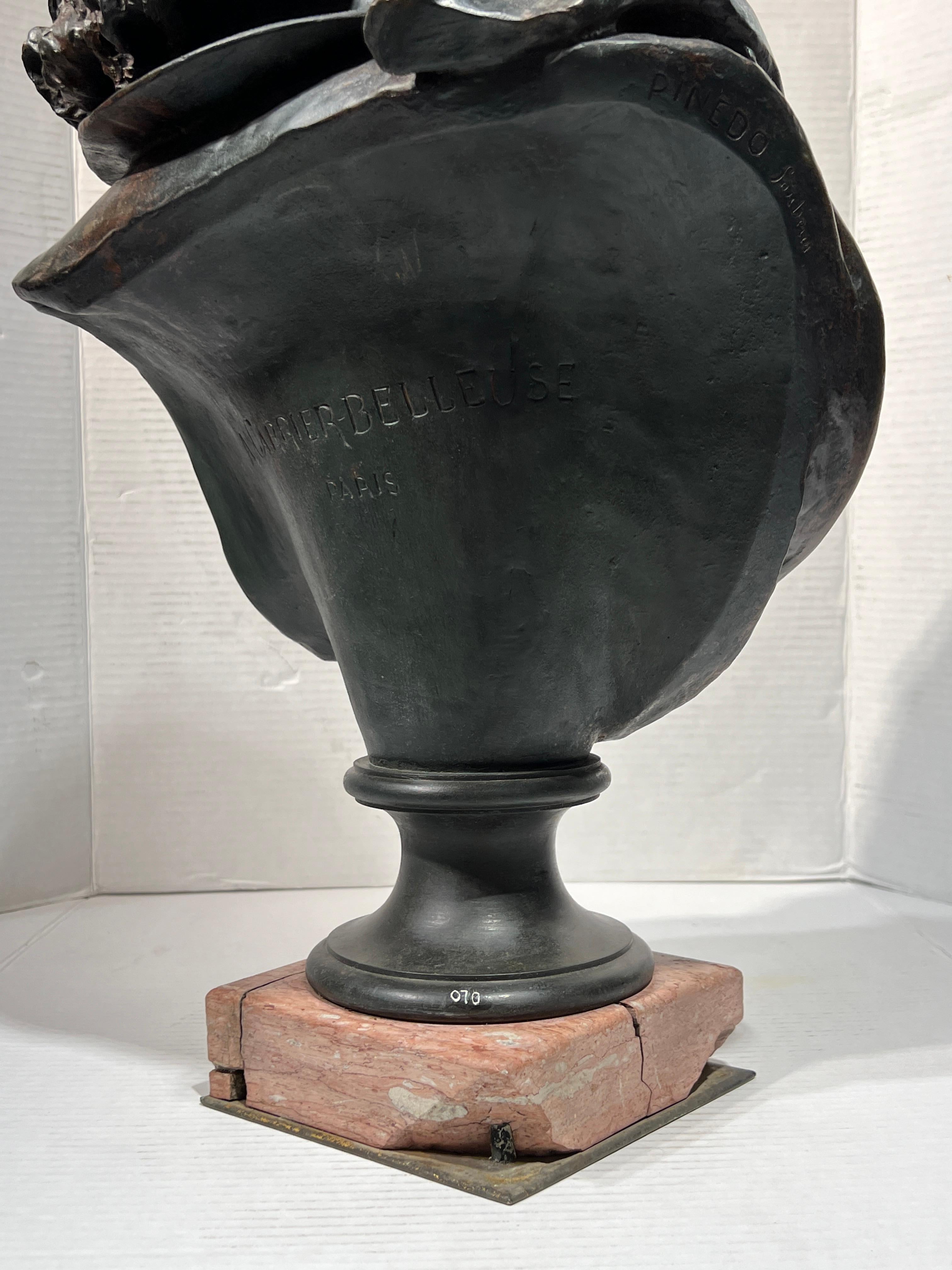 Large Patinated Bronze Bust of William Shakespeare After Carrier-Belleuse For Sale 4