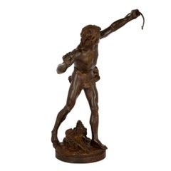 Large Patinated Bronze Figure of Actaeon by Emile Laporte