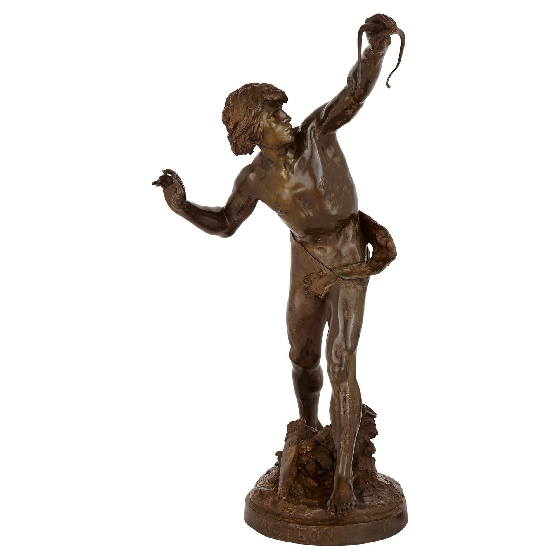 Large Patinated Bronze Figure of Actaeon by Emile Laporte For Sale