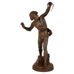 Antique Large Patinated Bronze Figure of Actaeon by Emile Laporte